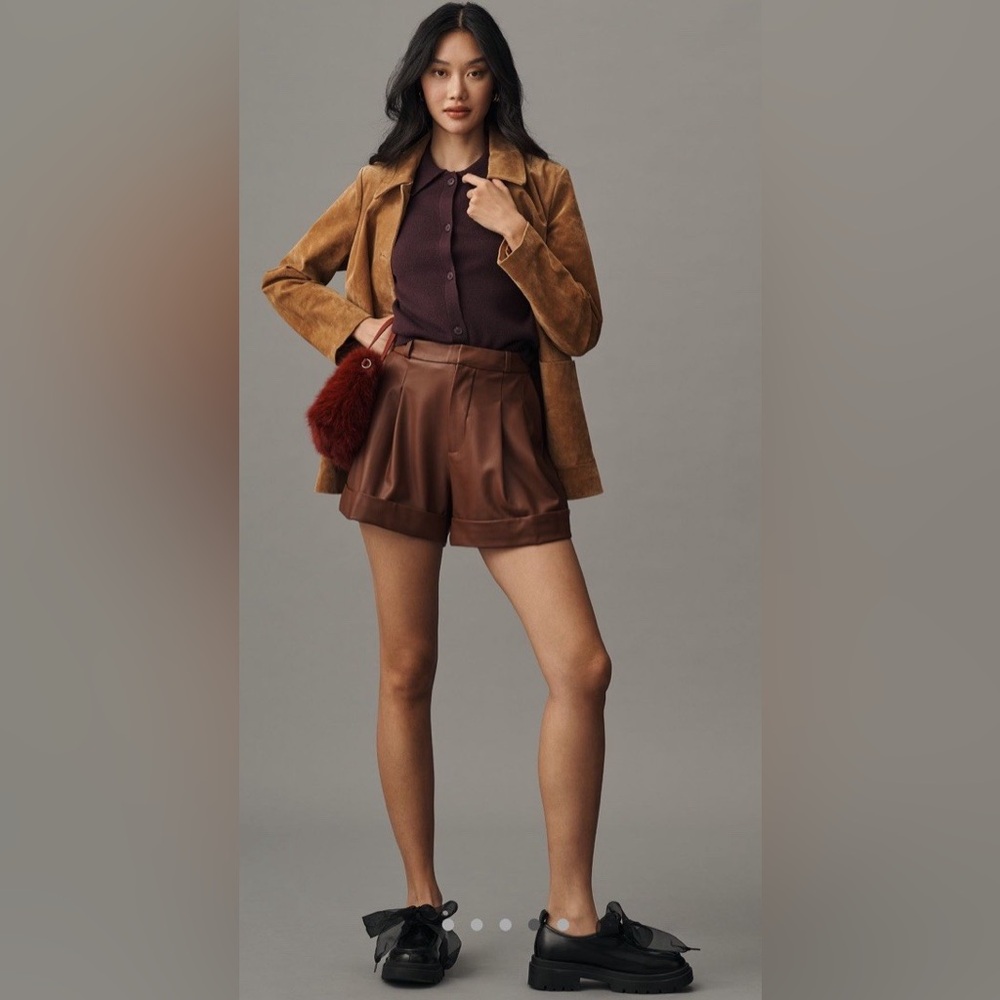 Anthropologie Maeve - Faux Leather Cuffed Shorts